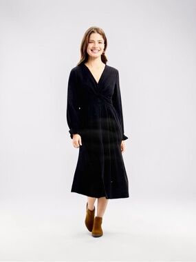 Universal Thread Twist Front Long Sleeve Cotton Gauze Midi Dress Womens Large